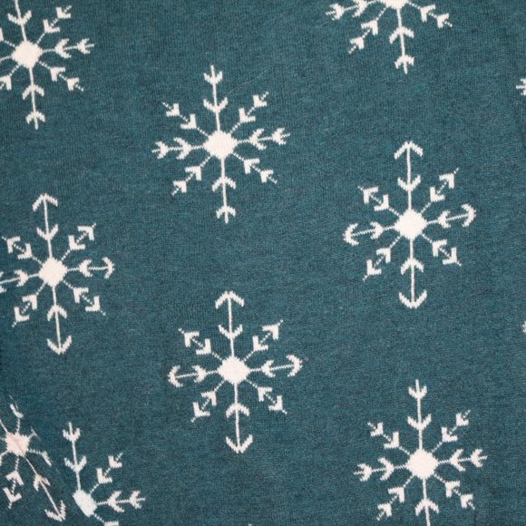 LOFT lightweight teal & white Snowflake sweater – size Medium - Picture 2 of 3